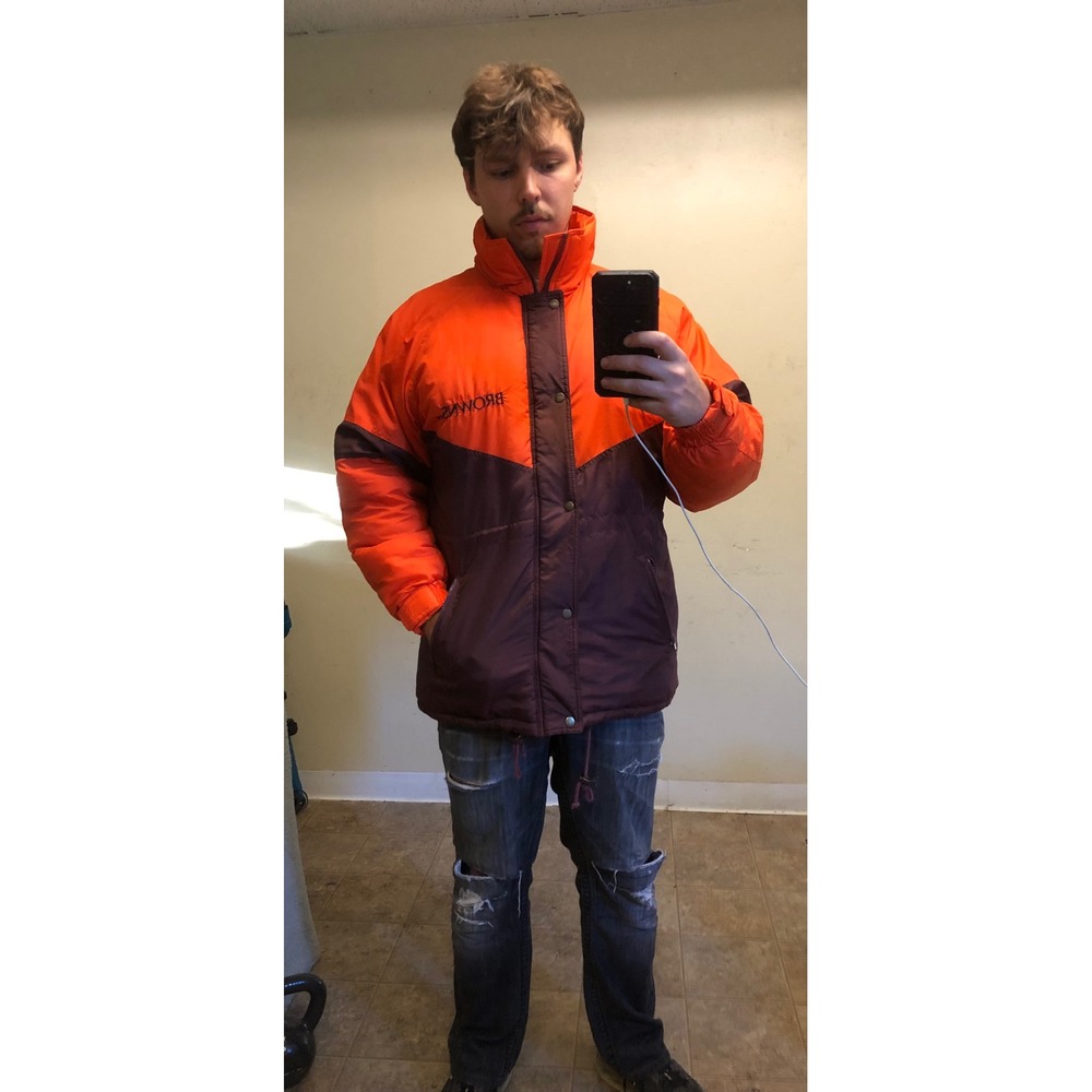 Cleveland Browns NFL Gameday‎ Turbo Sportswear Puffer Jacket Orange Brown L XL